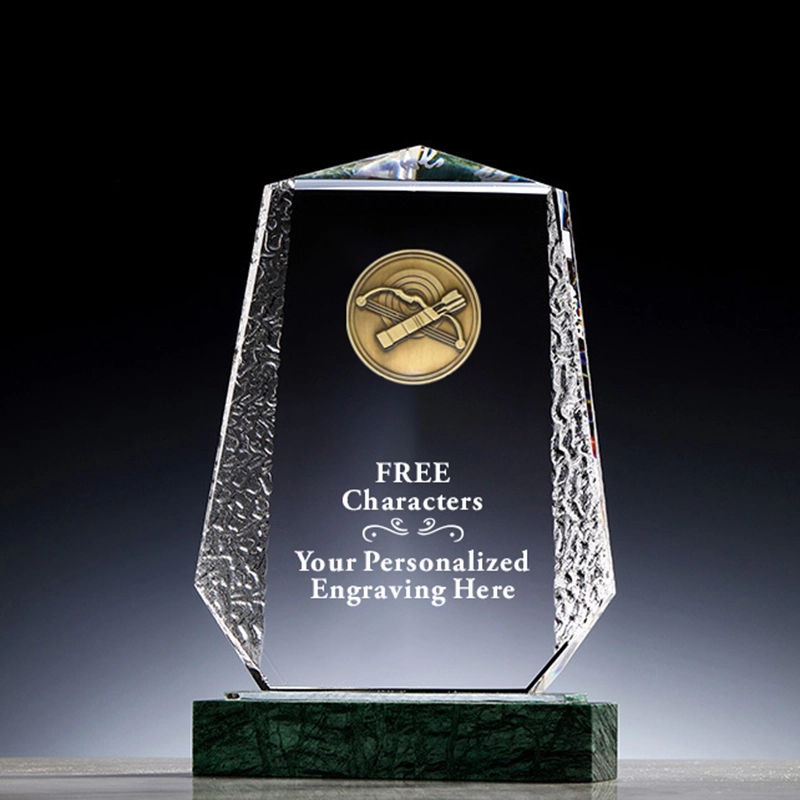 Free Engraving Crystal Plaque Award Custom Matel Sports Archery Medal Trophy with Marble Base 1