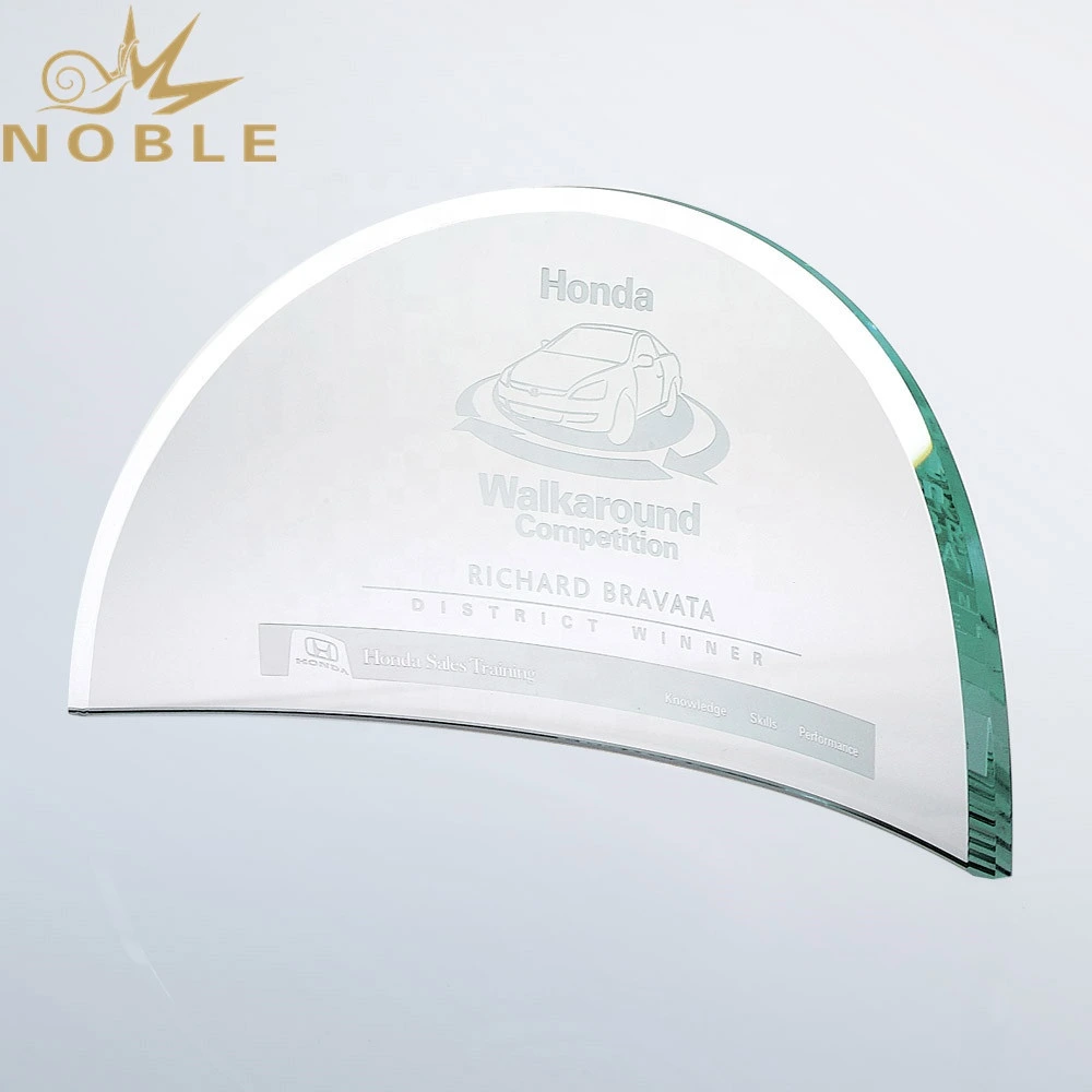 Noble Custom Jade Glass Beveled Bent Plaque Trophy1 1