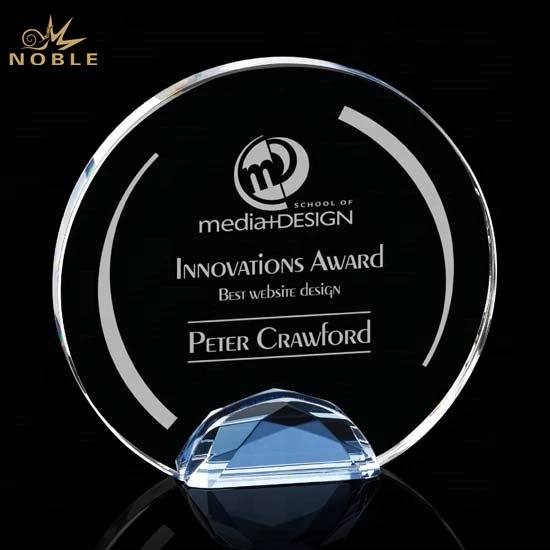 Noble new design custom round crystal palque with your logo engraved 1