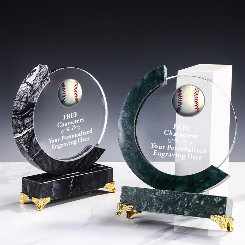 Noble New Design Custom Sports Champion Trophy Crystal Baseball Award with Marble Base 1