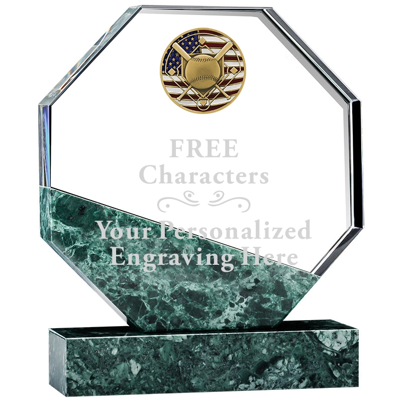 Unique Marble Design Crystal Sports Baseball Championship Trophy 1