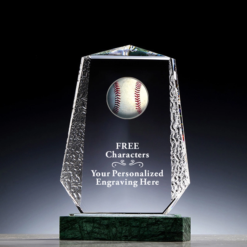 Free Engraving Crystal Sports Plaque Trophy for Baseball League Champions 1