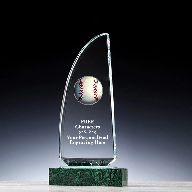 Best Selling Sports Marble Award Custom Crystal Baseball Trophy with Free Engraving 1