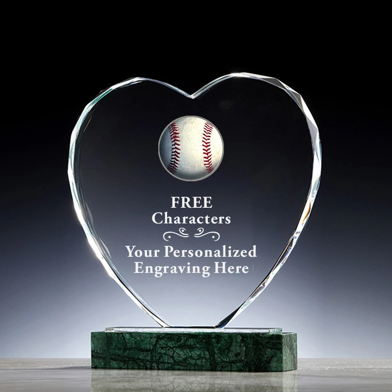 Outstanding Crystal Heart Baseball Sports Souvenir Trophy for Baseball Players 1