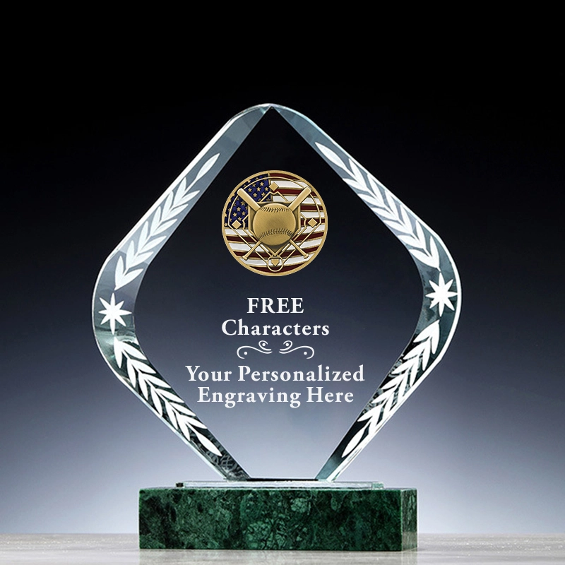 Unique New Design Crystal Baseball Champion trophy with Marble Base Outstanding Sports Trophy 1