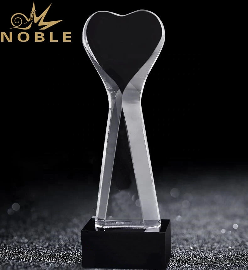 Custom engraving new design K9 crystal heart trophy 1