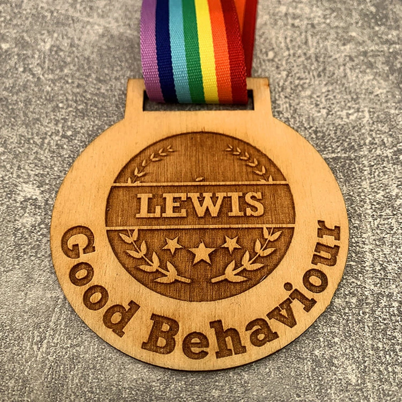 Best Selling Custom Sports Medal Wood Champion Medals with Ribbon 1