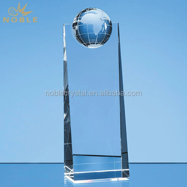 Rectangle Blank Crystal Globe Wedge Trophy 1