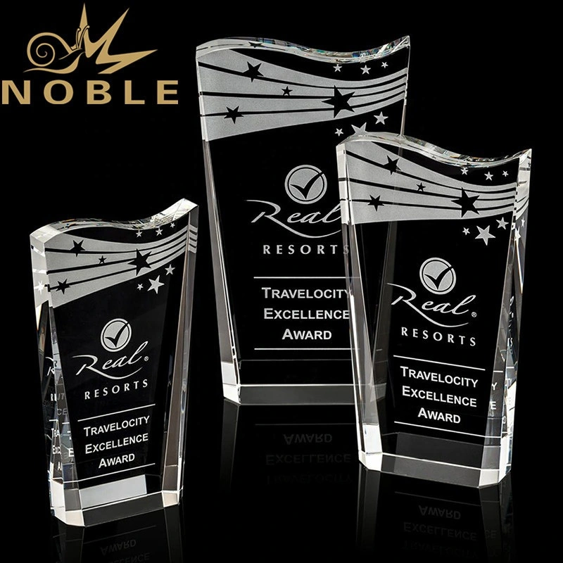 Noble High Quality Optical Crystal Wedge Award with Deep Beveled Sides2 1