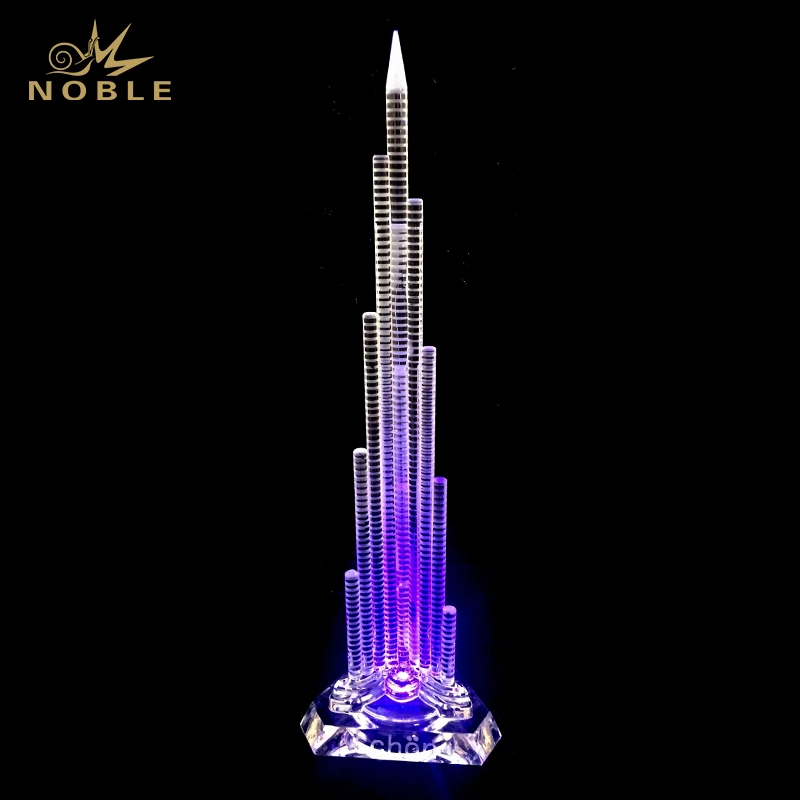 Noble High Quality Custom 3D Crystal Building Model Dubai Famous Landmark Crystal Replica Tourist Souvenir Gifts 1