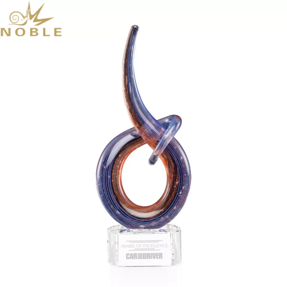Noble Custom new design hand blown Art glass award with free engraving1 1