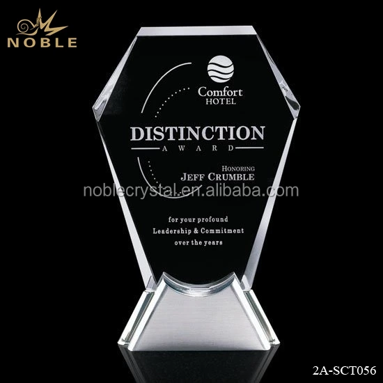 High quality new design shield award Crystal plaque with metal base 1
