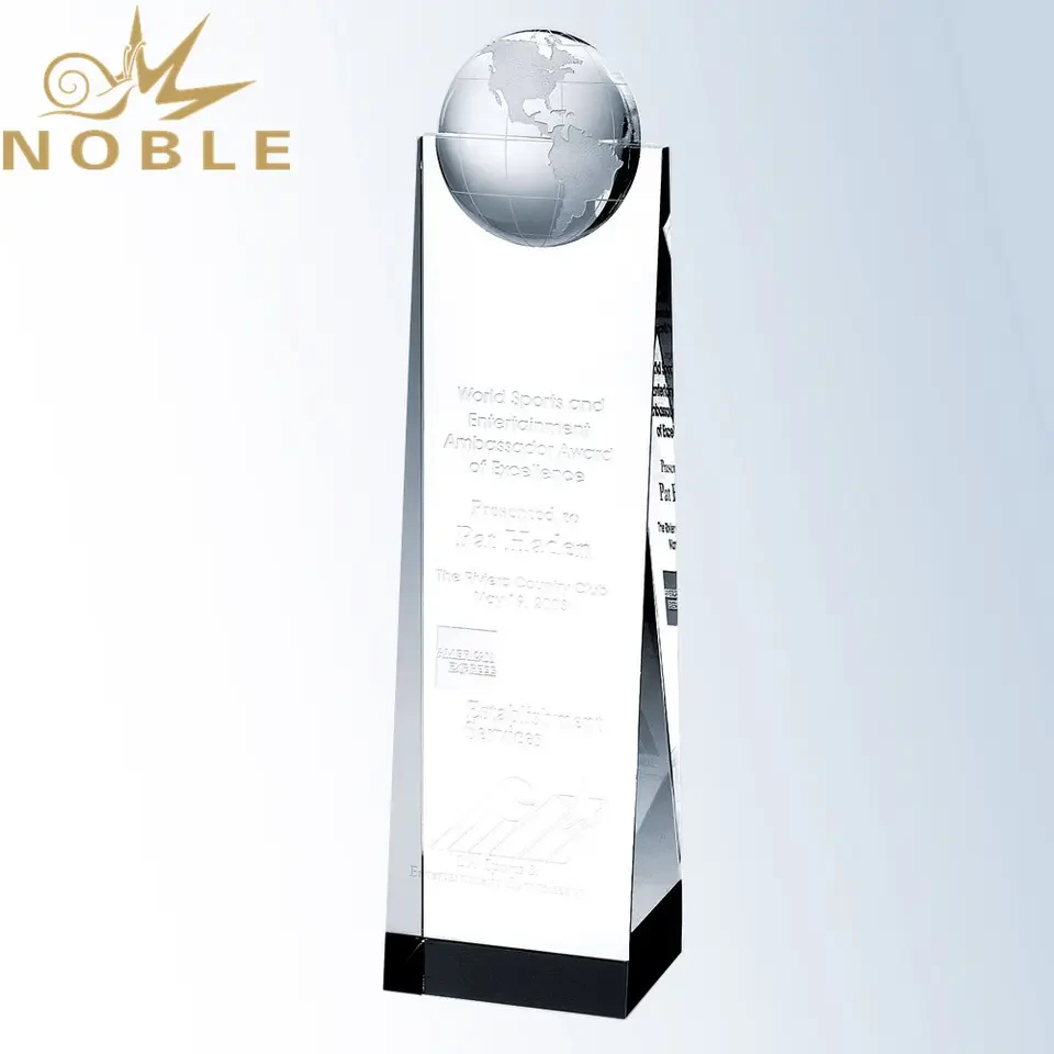 Free Engraving Custom Crystal Wedge Globe Tower Award2 1