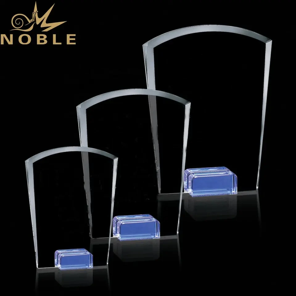 High quality optical crystal plaque trophy with blue base1 1
