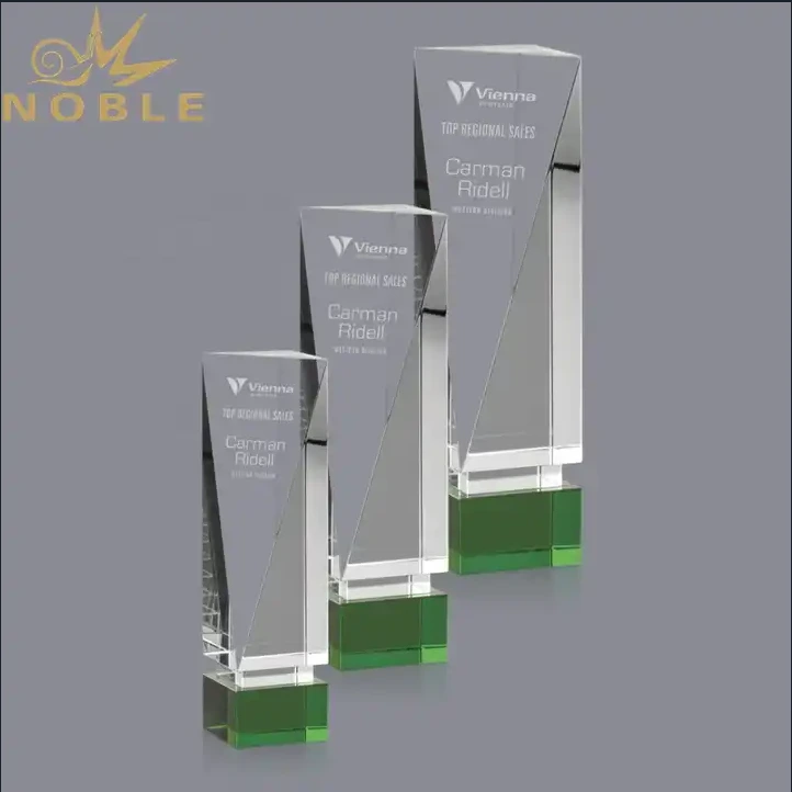New Design Free Engraving Custom Crystal Block Award with Green Base4 1
