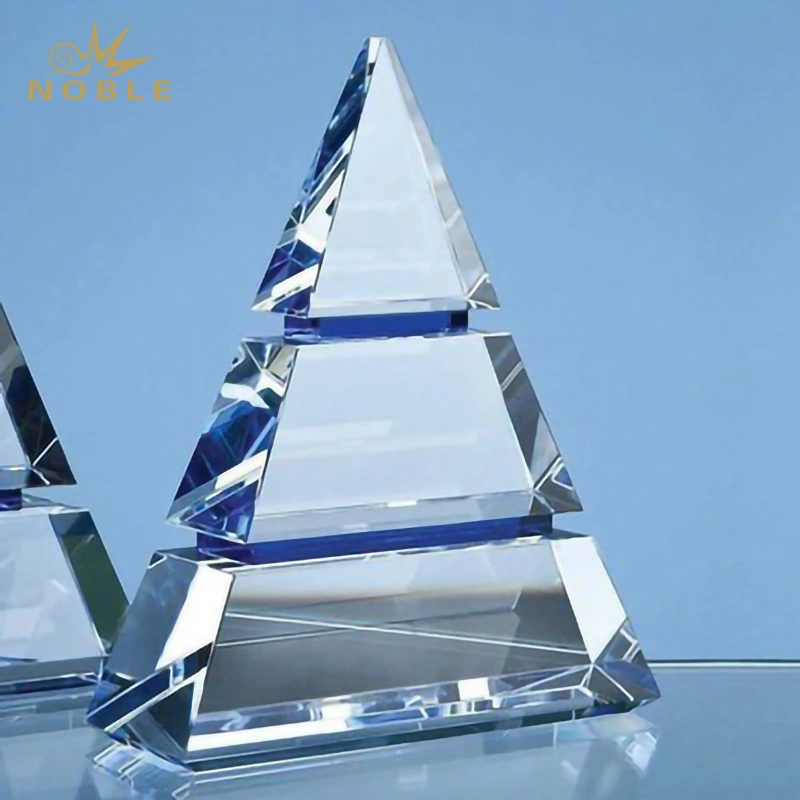 Clear Crystal Tiered Pyramid Luxor Award 1