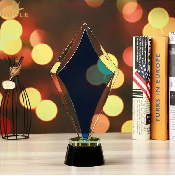 High quality Free engraving Blue Crystal Award Plaques With Square Black Crystal Base1 1