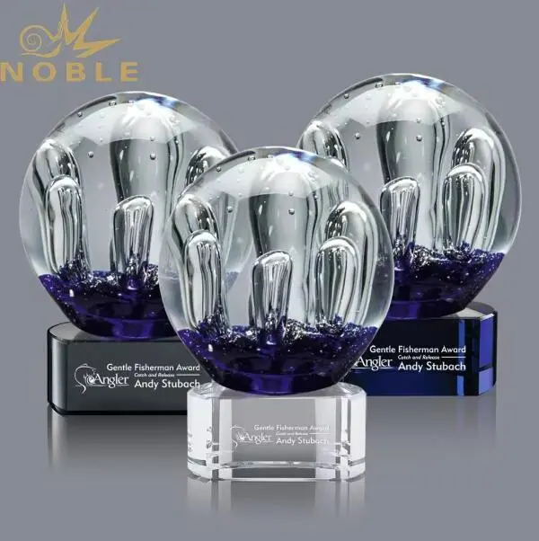 Noble Custom Art glass ball award with free engraving 1