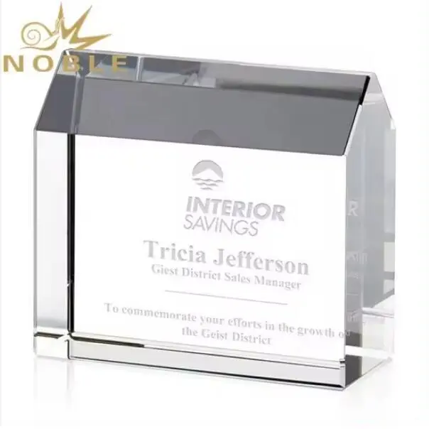 Noble custom House shape crystal award paperweight 1