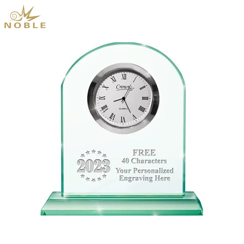Noble Manufacturer Crystal Glass Clock Business Gift Customized Bespoke Logo Office Decoration Trophy Award Hand Craft 1