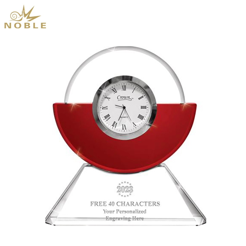 Noble Manufacturer Crystal Glass Clock Business Gift Customized Bespoke Logo Office Decoration Trophy Award Hand Craft4 1