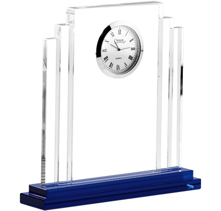 Noble Manufacturer Crystal Glass Clock Business Gift Customized Bespoke Logo Office Decoration Trophy Award Hand Craft7 1