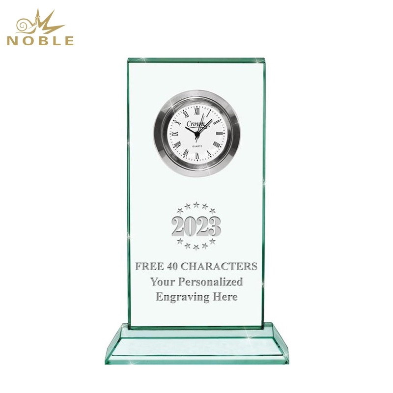 Noble Manufacturer Crystal Glass Clock Business Gift Customized Bespoke Logo Office Decoration Trophy Award Hand Craft8 1