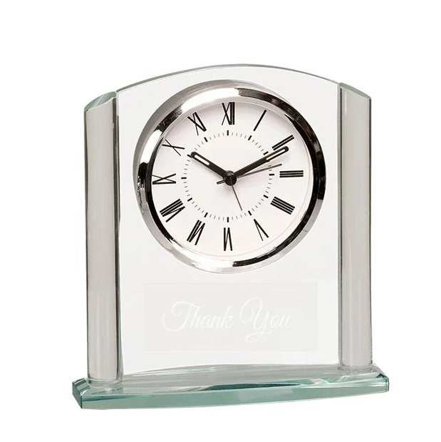 Noble Manufacturer Jade Glass Clock Business Gift Customized Bespoke Logo Office Decoration Trophy Award Hand Craft Plaque 1