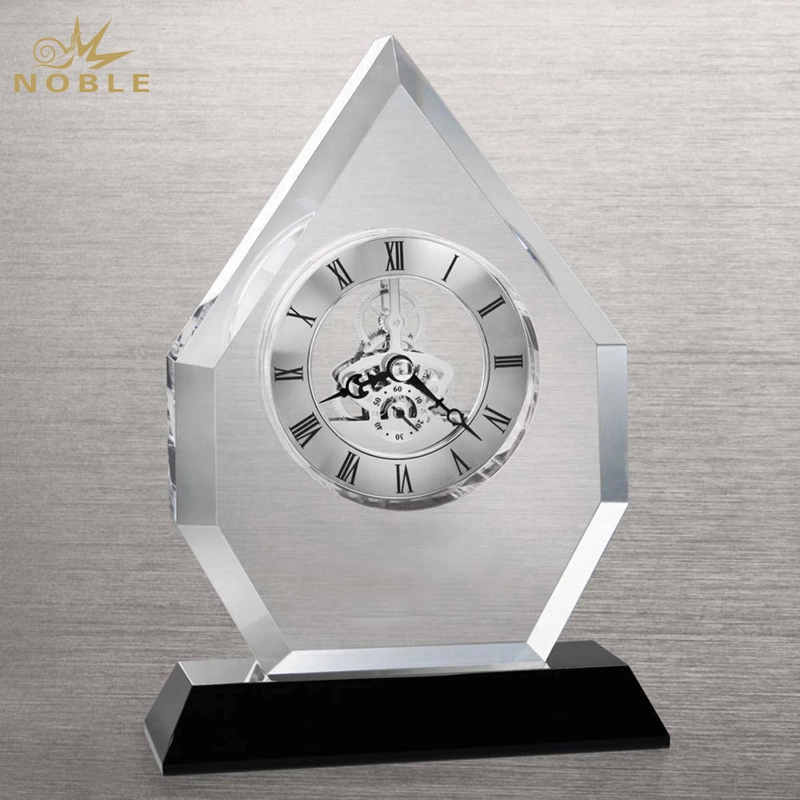 Noble Manufacturer Crystal Iceberg Clock Business Gift Customized Bespoke Logo Office Decoration Trophy Award Hand Craft Plaque 1