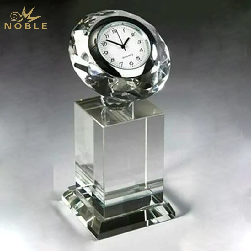 Noble Manufacturer Crystal Diamond Clock Business Gift Customized Bespoke Logo Office Decoration Trophy Award Hand Craft Plaque 1