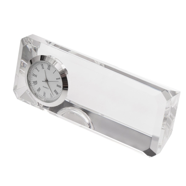 Noble Manufacturer Crystal Glass Clock Business Gift Customized Bespoke Logo Office Decoration Trophy Award Hand Craft Plaque7 1