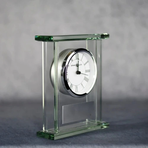Noble Manufacturer's Customized Crystal Jade Glass Clock Sports-Themed Office Decoration Bespoke Logo Handcrafted Trophy Award1 1