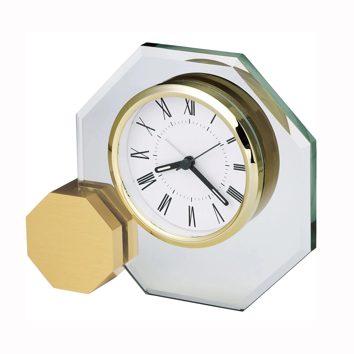 Noble Manufacturer's Customize Jade Glass Clock With Metal Foot Office Decoration Bespoke Logo Handcrafted Trophy Award Gift 1