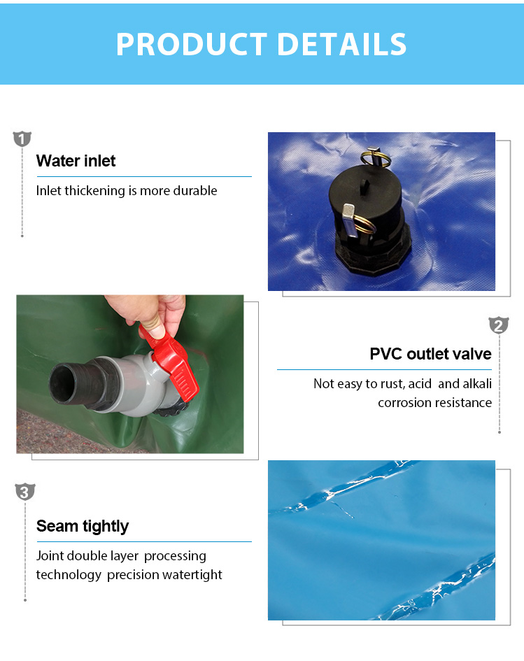 WOLIZE - 10000 liter PVC TPU folding watertank industrial spring salt Super quality irrigation onion water storage tank Transportation package 10