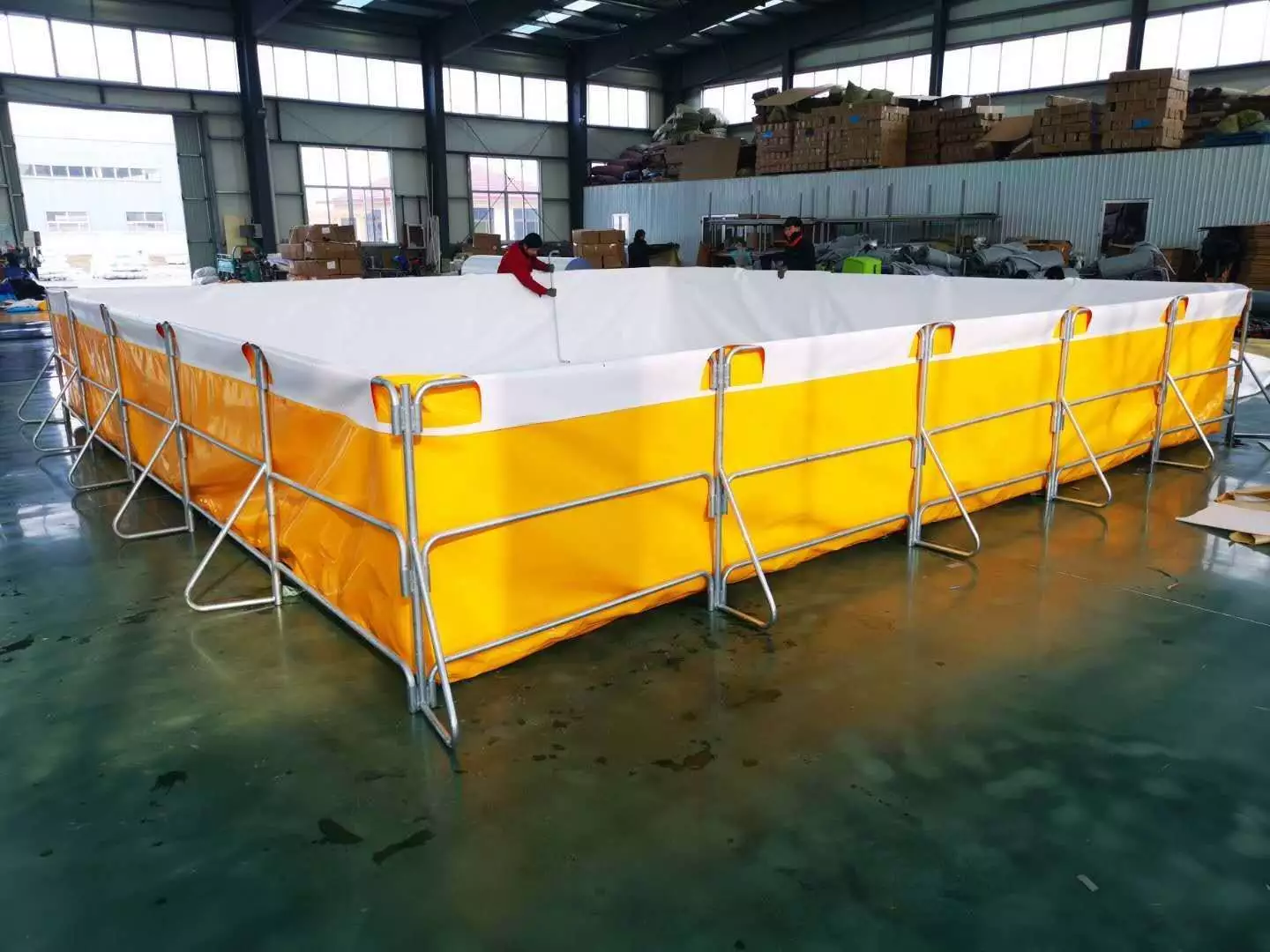 WOLIZE - Large modern farm Certificated moveable fish ponds pvc fish farming tanks tarpaulin plastic fish pond FISH FARMING POND 9