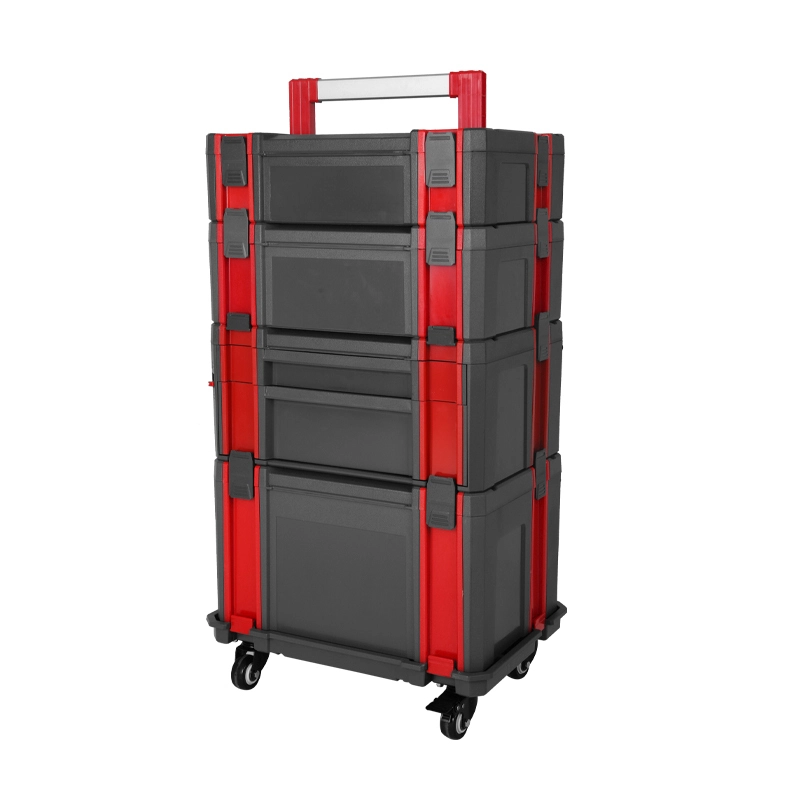 4-Tier Stackable Tool Box Set with Aluminum Handle & Dual-Drawer-TH6302070 1