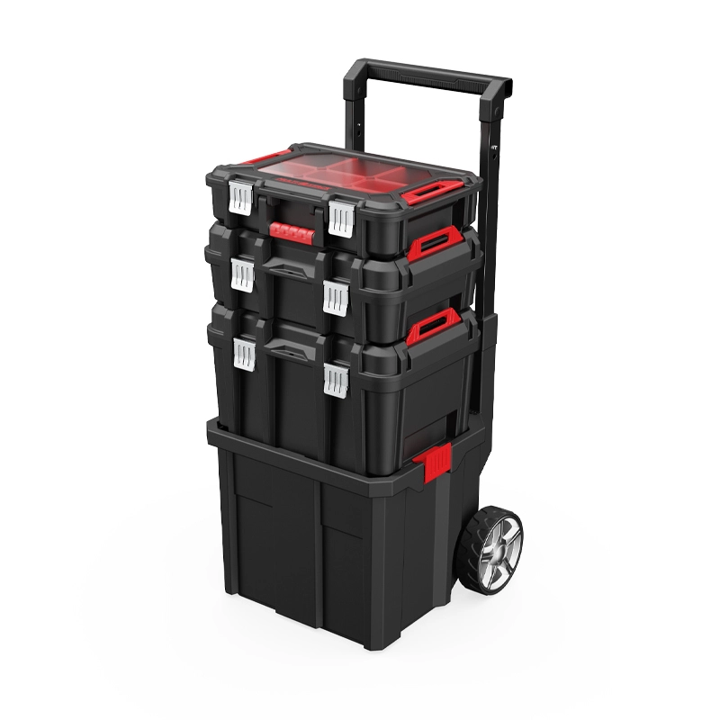 4-in-1 Tool Box Set with Mobile Base – Stackable Storage System 1