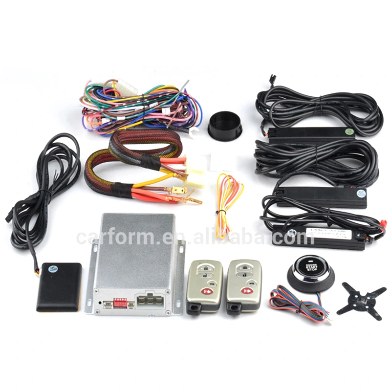 PKE Car Alarm System with Remote Engine Starter and Push Start Stop Button CF7003 1
