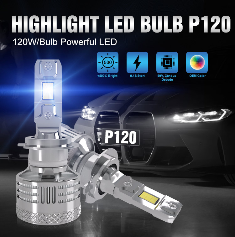120W 20000LM Super Bright LED Headlamp Kits Auto Lighting Parts H4 H7 H11 9005 H9 OEM Manufacturer LED Headlight Bulb