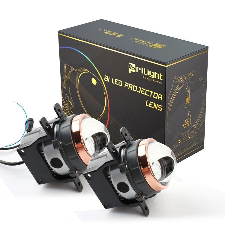 Auto Lighting System 90w Fog LED Projector Lens 3'' Auto Front Lamp High Quality Dual Color LED Headlight Biled Projector Lens 1