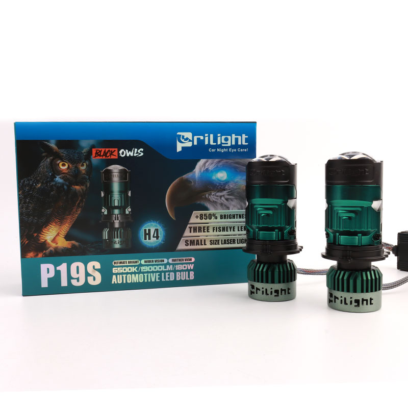 P19S Mini H4 Laser Bi Led Projector Lens 180W 19000LM Led Headlight Projector Lens with Three Lens Laser Light 6