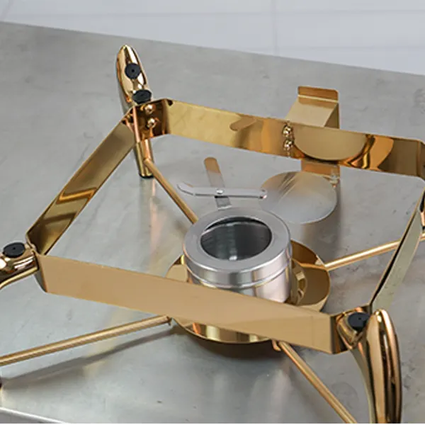 Hydraulic Luxury Buffet Stove - 6L Capacity, Gold & Silver, Rome-style Foot 3