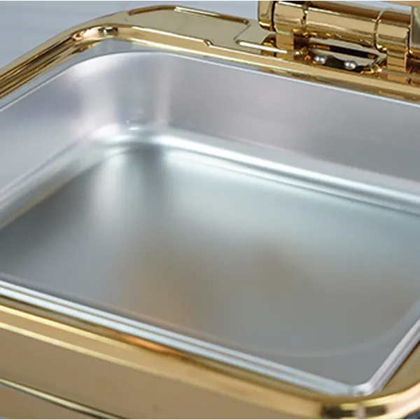 Hydraulic Luxury Buffet Stove - 6L Capacity, Gold & Silver, Rome-style Foot 2