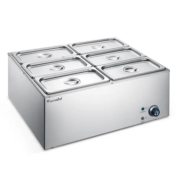 FURNOTEL Stainless Steel Electric 6-pan Bain Marie with 6 pans | SHINELONG 1