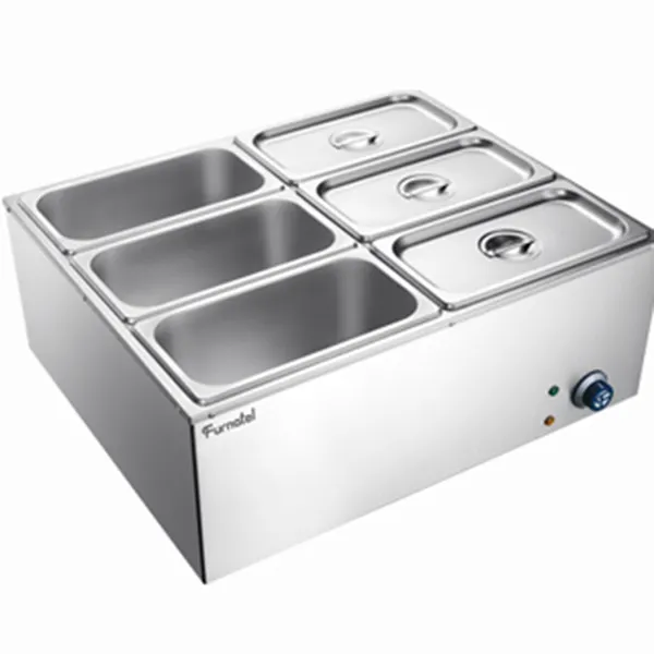 Stainless Steel Bain Marie - 6 Pans, 1.8kW Power 2