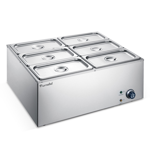 FURNOTEL Stainless Steel Electric 6-pan Bain Marie with 6 pans | SHINELONG 4