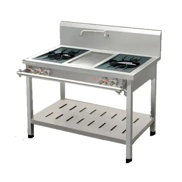 2 Burner Gas Range With Undershelf And Splashback Faucet 1