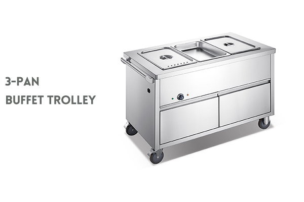 3-pan buffet trolley