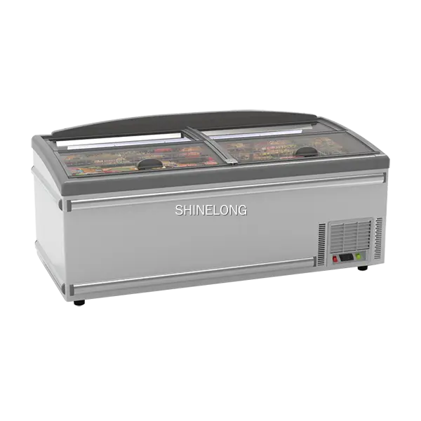 Shinelong Curved Glass Island Freezer - Commercial Display Fridge 1