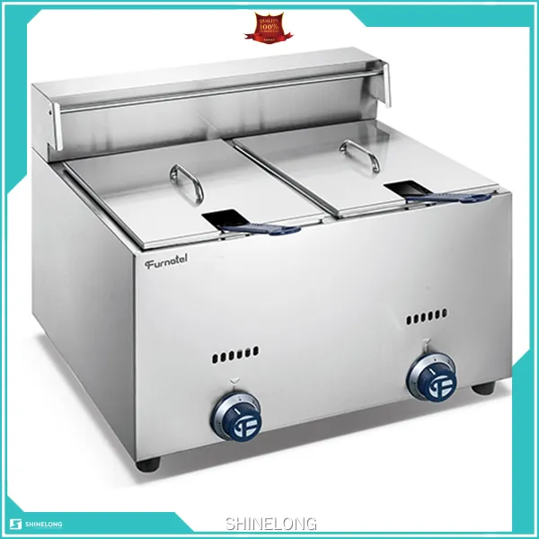 Double Tank Commercial Fryer 10.4kW, NG/LPG, 6.45L*2 Capacity 1